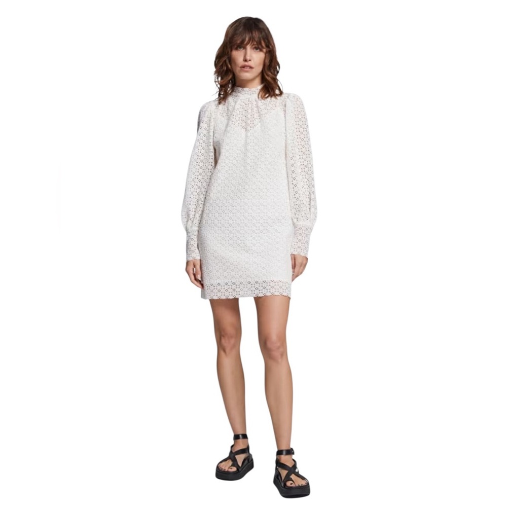 & Other Stories Scalloped Long Sleeve Lace Mini Dress NWT